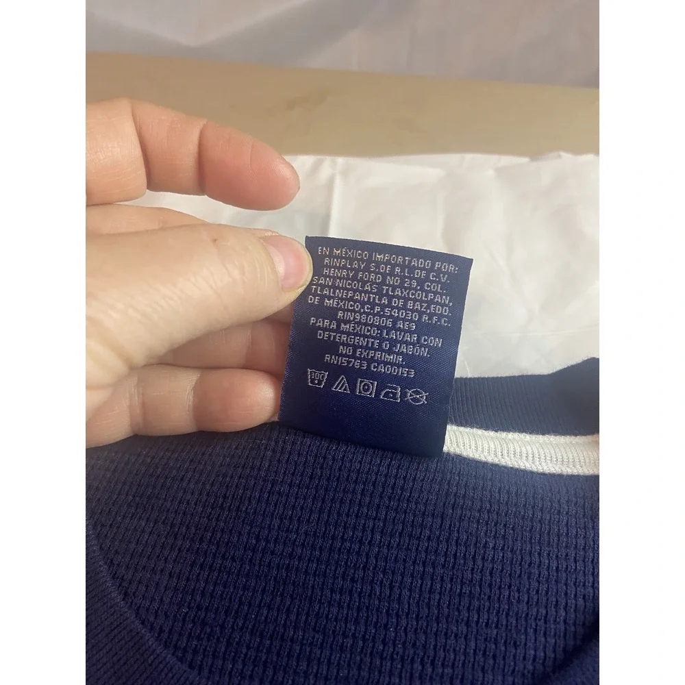 Men's Polo Ralph Lauren Navy Sleepwear Waffle Style Long Sleeve Shirt- Size L